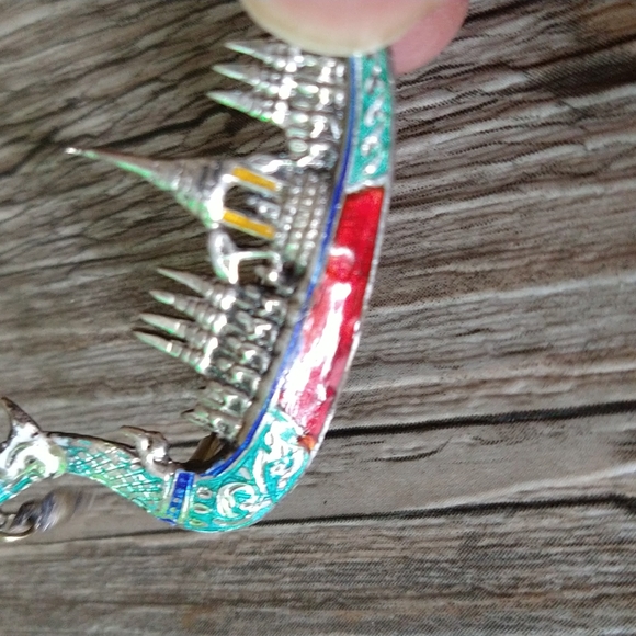 Vintage Sterling Silver Dragon Boat Pin - Picture 3 of 12